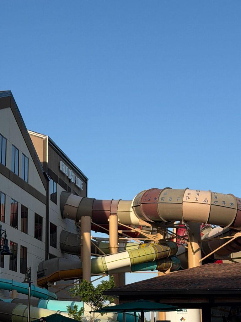 Indoor water park with slides and splash areas for kids of all ages